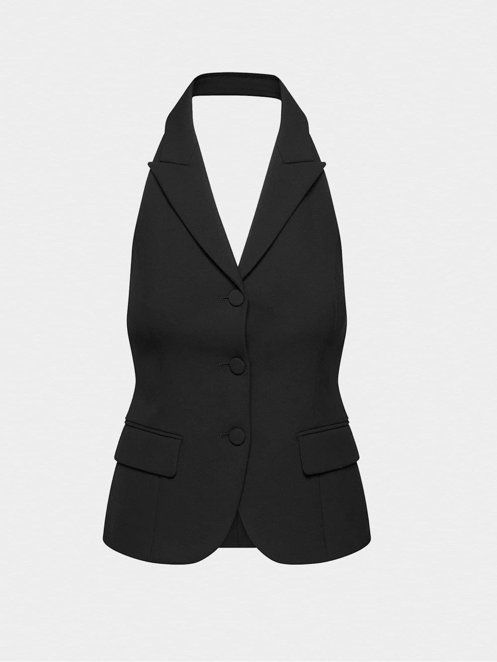 ARTIZIA BABATON Demand Vest Tailored Halter Vest Jacket Black Lapel Collar Sz 4